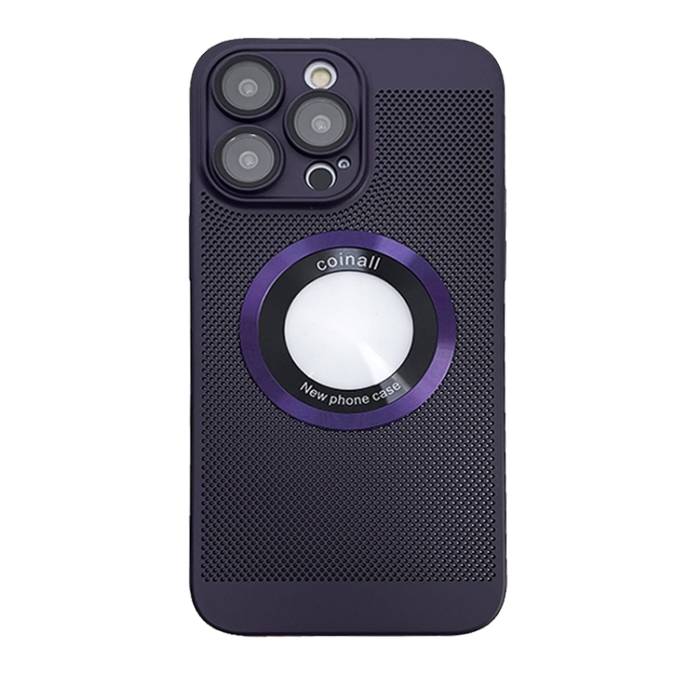 

For iPhone 14 Pro Max Cooling MagSafe Magnifier Phone Case(Purple)