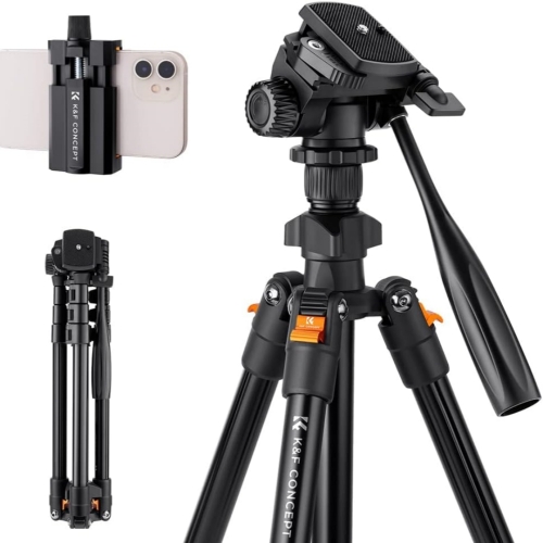 

K&F Concept KF09.115 For DSLR Camera Phone Holder Stand 64inch Lightweight Aluminum Tripod
