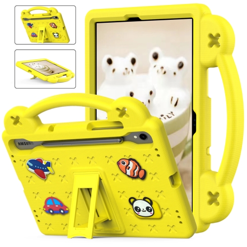 

For Samsung Galaxy Tab S9 X710/X716B Handle Kickstand Children EVA Shockproof Tablet Case(Yellow)