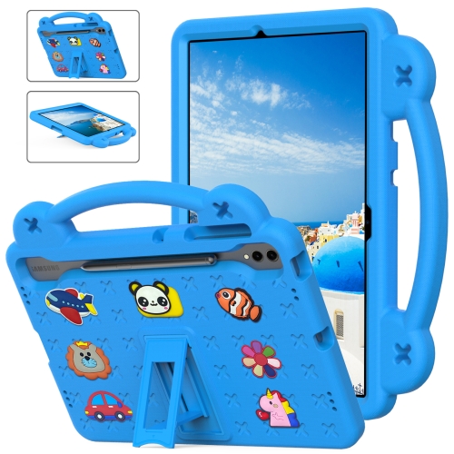 

For Samsung Galaxy Tab S9 FE+ 12.4 X610N Handle Kickstand Children EVA Shockproof Tablet Case(Sky Blue)