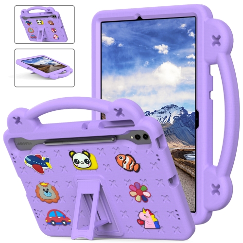 

For Samsung Galaxy Tab S9 FE+ 12.4 X610N Handle Kickstand Children EVA Shockproof Tablet Case(Light Purple)