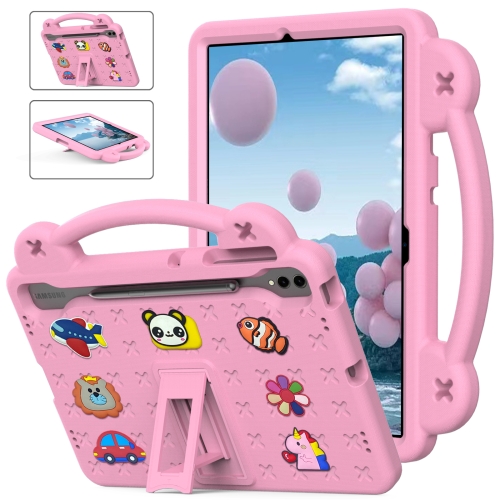 

For Samsung Galaxy Tab S7+ / T970/T975/T976 Handle Kickstand Children EVA Shockproof Tablet Case(Pink)