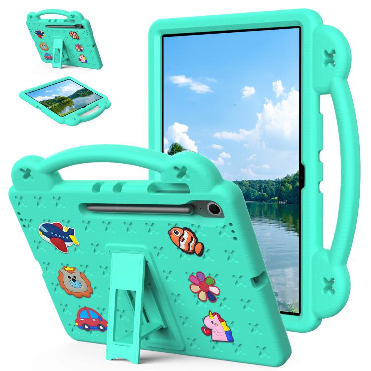 

For Samsung Galaxy Tab S10 FE+ Handle Kickstand Children EVA Shockproof Tablet Case(Mint Green)