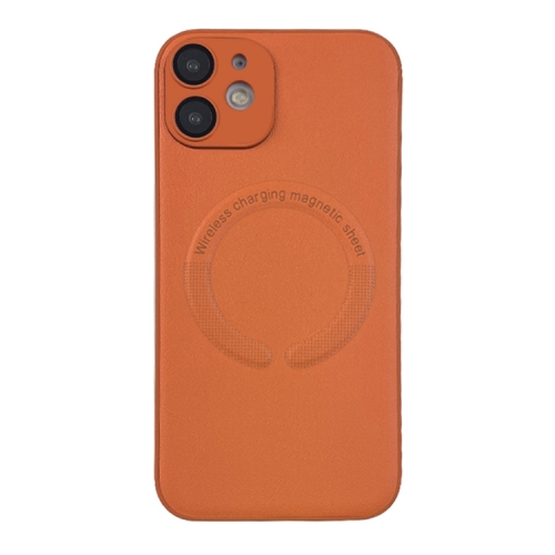 

For iPhone 12 MagSafe Leather All-inclusive TPU Shockproof Phone Case(Orange)