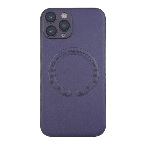 

For iPhone 12 Pro MagSafe Leather All-inclusive TPU Shockproof Phone Case(Purple)