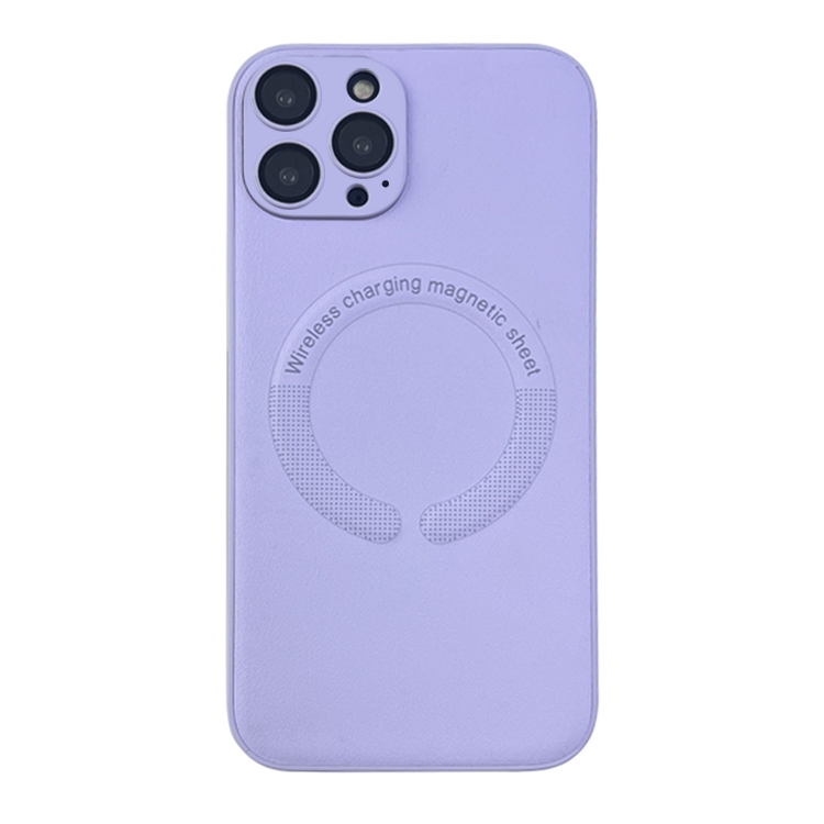 

For iPhone 12 Pro MagSafe Leather All-inclusive TPU Shockproof Phone Case(Purple Taro)