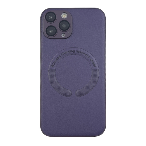 

For iPhone 12 Pro Max MagSafe Leather All-inclusive TPU Shockproof Phone Case(Purple)