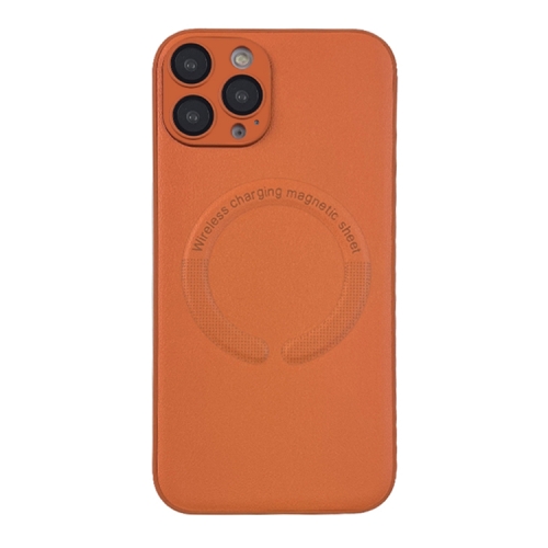 

For iPhone 12 Pro Max MagSafe Leather All-inclusive TPU Shockproof Phone Case(Orange)