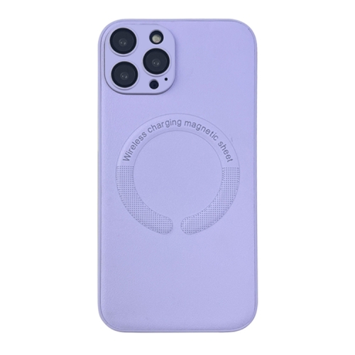 

For iPhone 12 Pro Max MagSafe Leather All-inclusive TPU Shockproof Phone Case(Purple Taro)