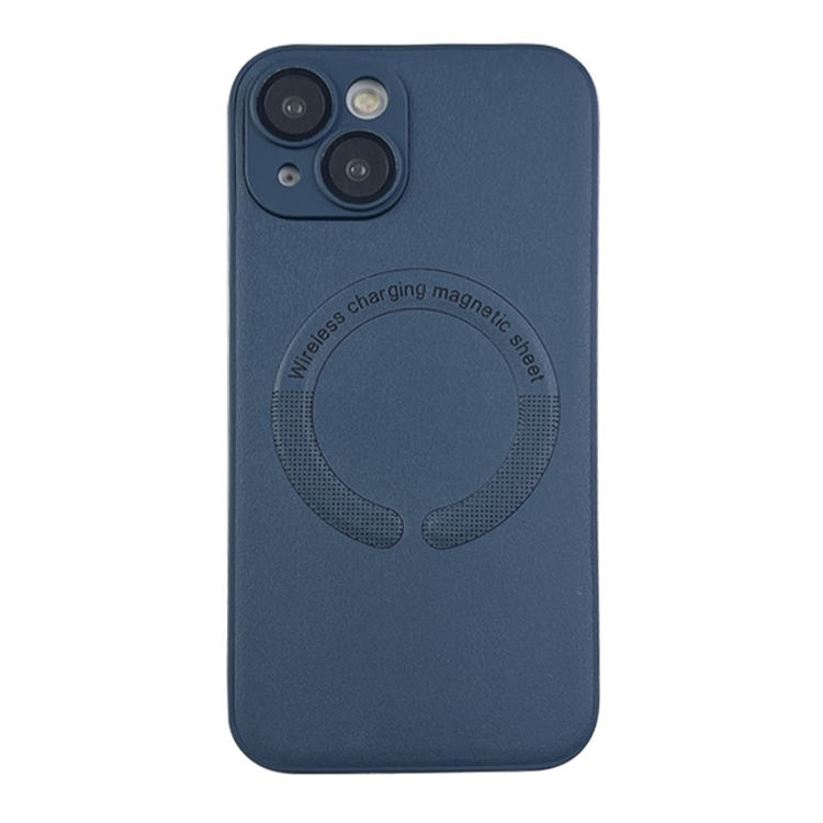 

For iPhone 14 Plus MagSafe Leather All-inclusive TPU Shockproof Phone Case(Blue)