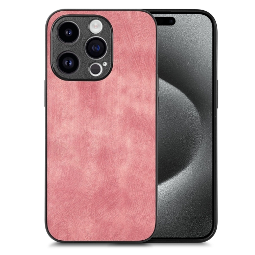 

For iPhone 15 Pro Max Vintage Leather PC Back Cover Phone Case(Pink)