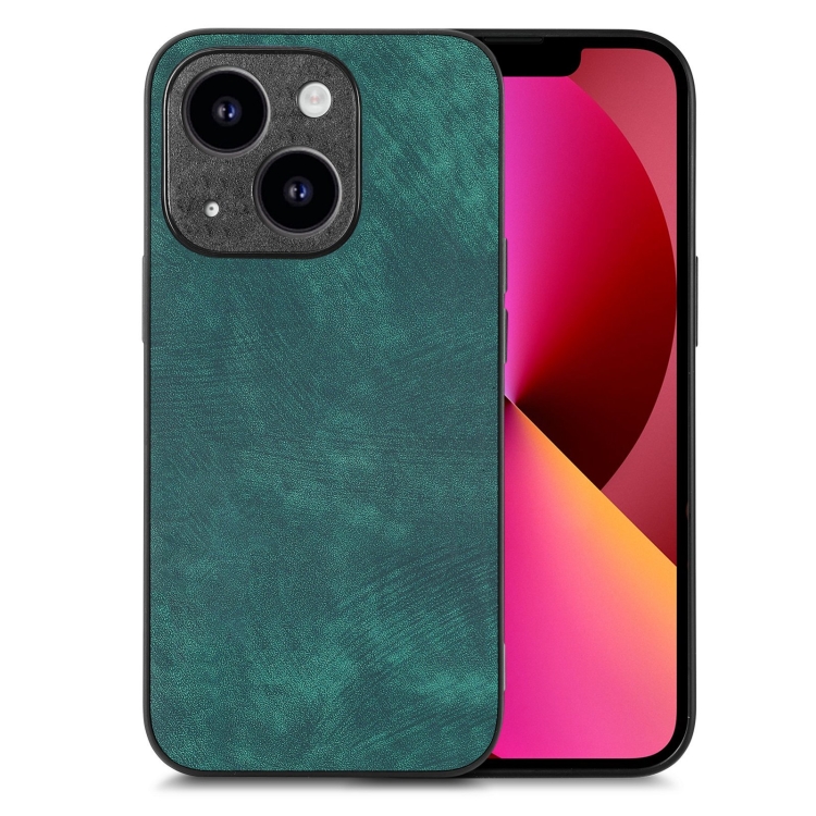

For iPhone 13 Vintage Leather PC Back Cover Phone Case(Green)