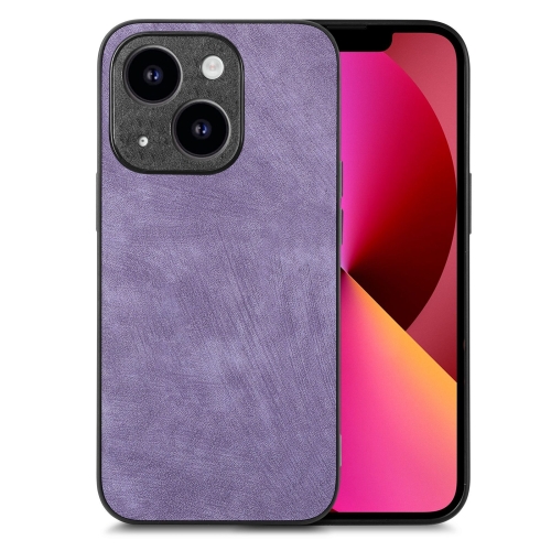 

For iPhone 13 Vintage Leather PC Back Cover Phone Case(Purple)