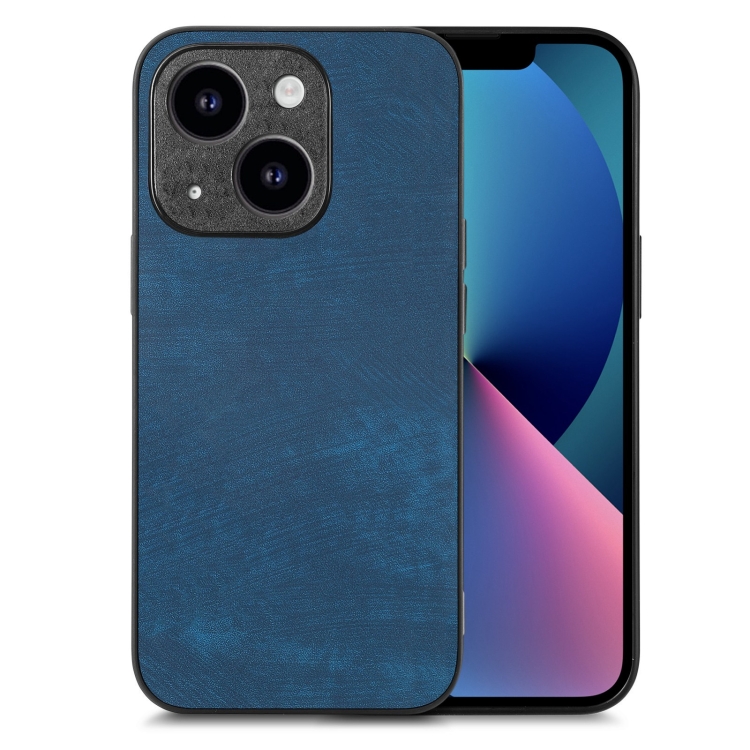

For iPhone 13 mini Vintage Leather PC Back Cover Phone Case(Blue)