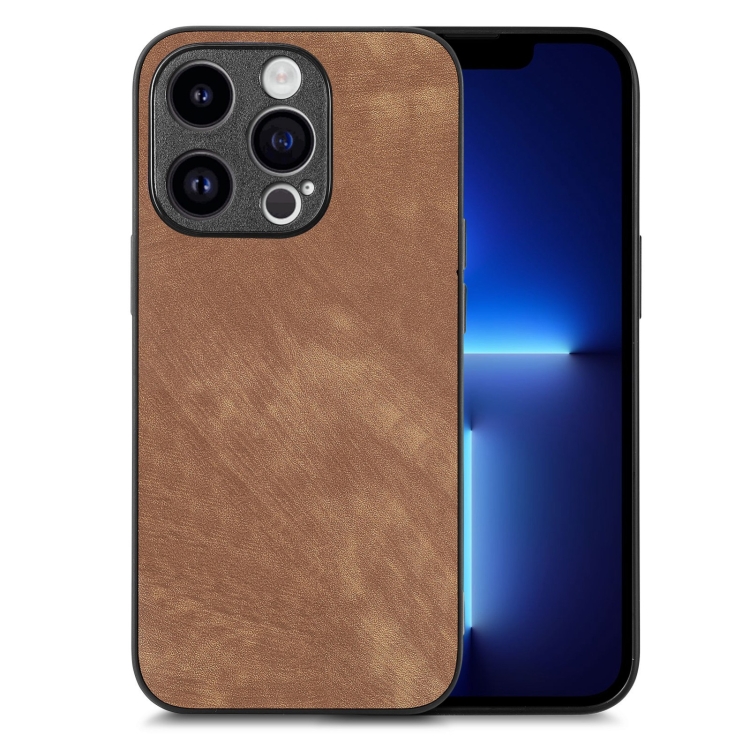

For iPhone 13 Pro Vintage Leather PC Back Cover Phone Case(Brown)