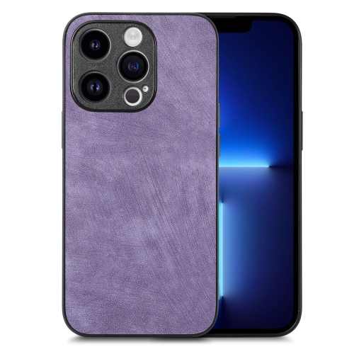 

For iPhone 13 Pro Vintage Leather PC Back Cover Phone Case(Purple)