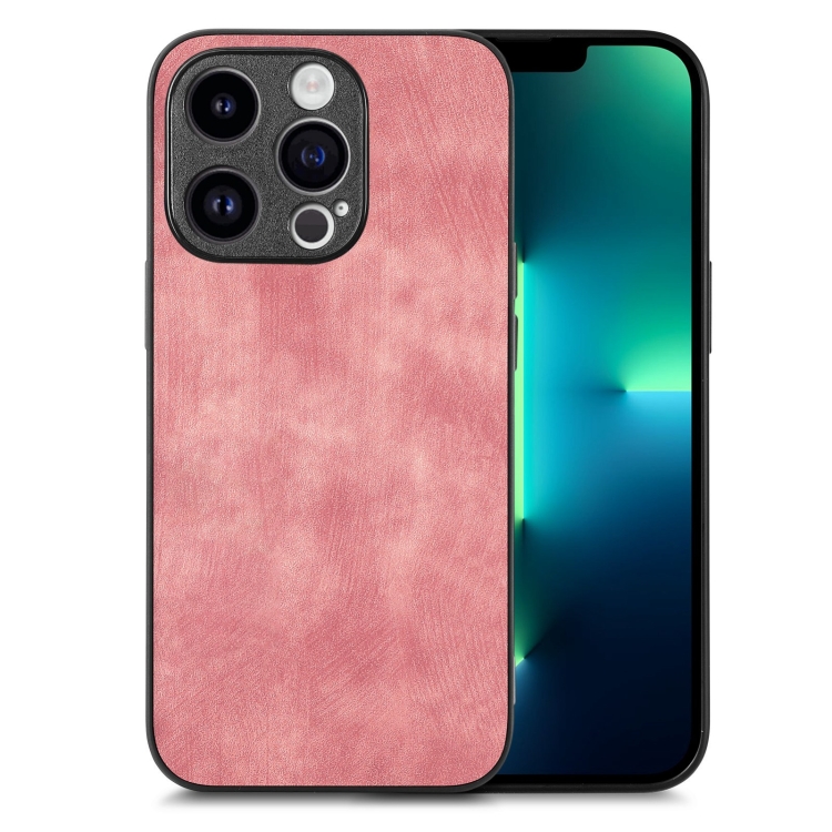 

For iPhone 13 Pro Max Vintage Leather PC Back Cover Phone Case(Pink)