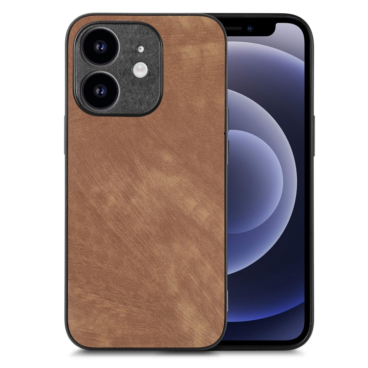 

For iPhone 12 mini Vintage Leather PC Back Cover Phone Case(Brown)