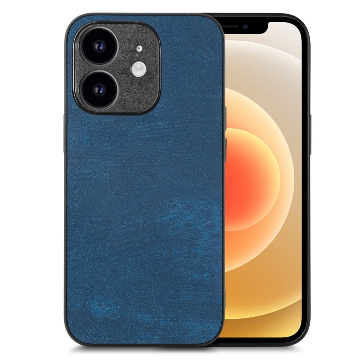 

For iPhone 12 Vintage Leather PC Back Cover Phone Case(Blue)