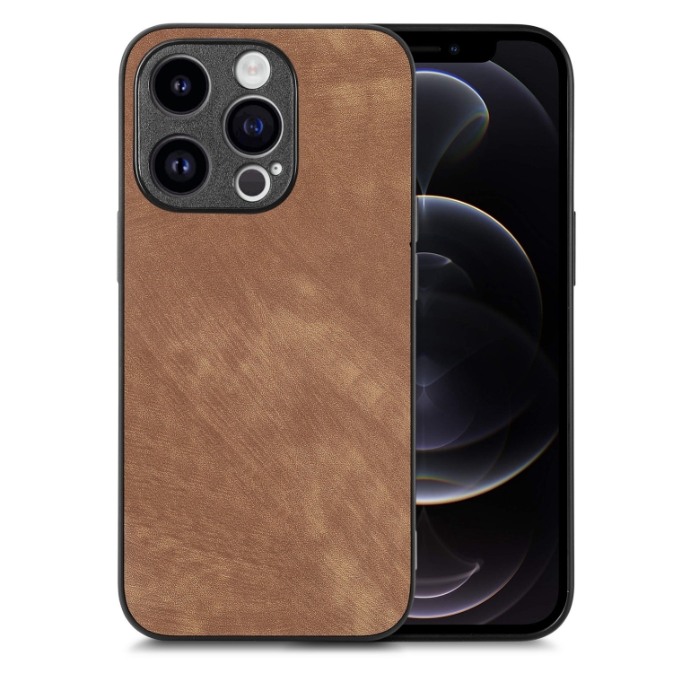 

For iPhone 12 Pro Vintage Leather PC Back Cover Phone Case(Brown)