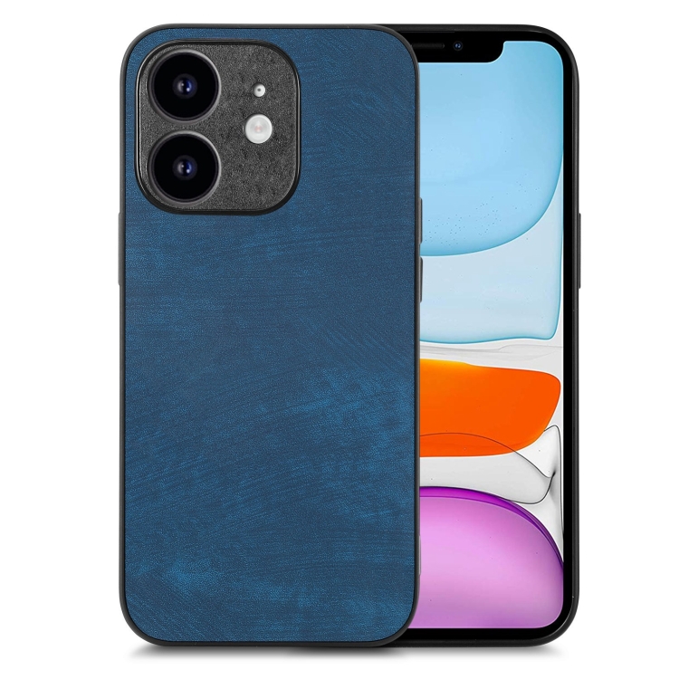 

For iPhone 11 Vintage Leather PC Back Cover Phone Case(Blue)