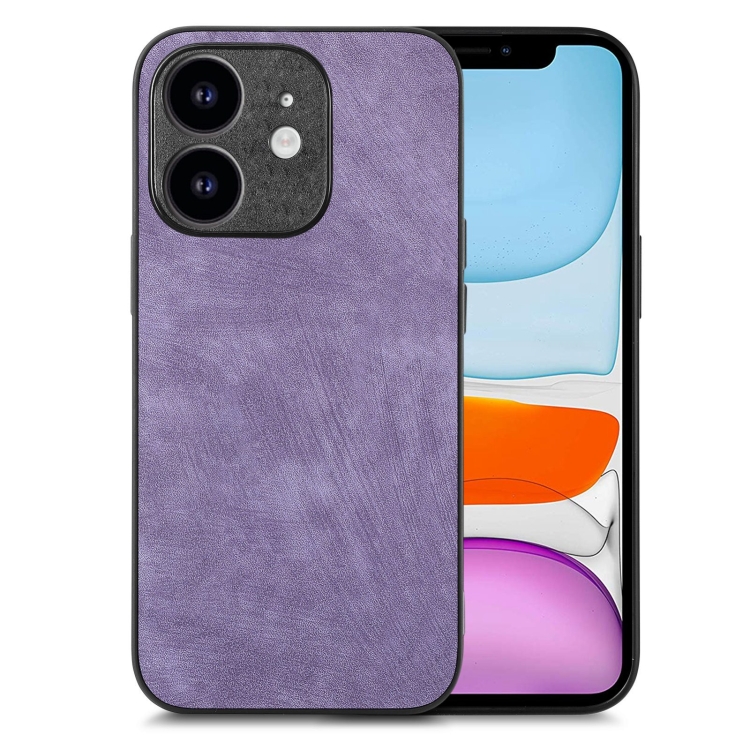 

For iPhone 11 Vintage Leather PC Back Cover Phone Case(Purple)