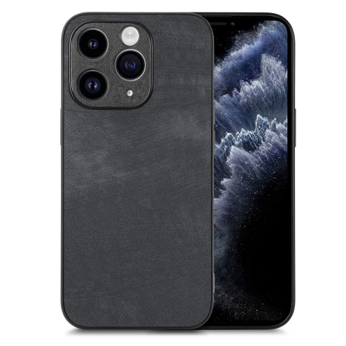 

For iPhone 11 Pro Vintage Leather PC Back Cover Phone Case(Black)