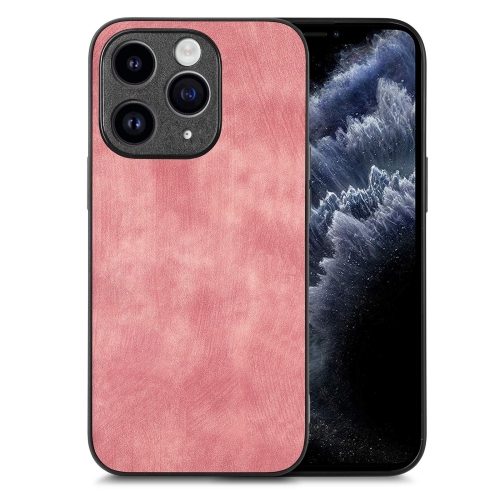 

For iPhone 11 Pro Max Vintage Leather PC Back Cover Phone Case(Pink)