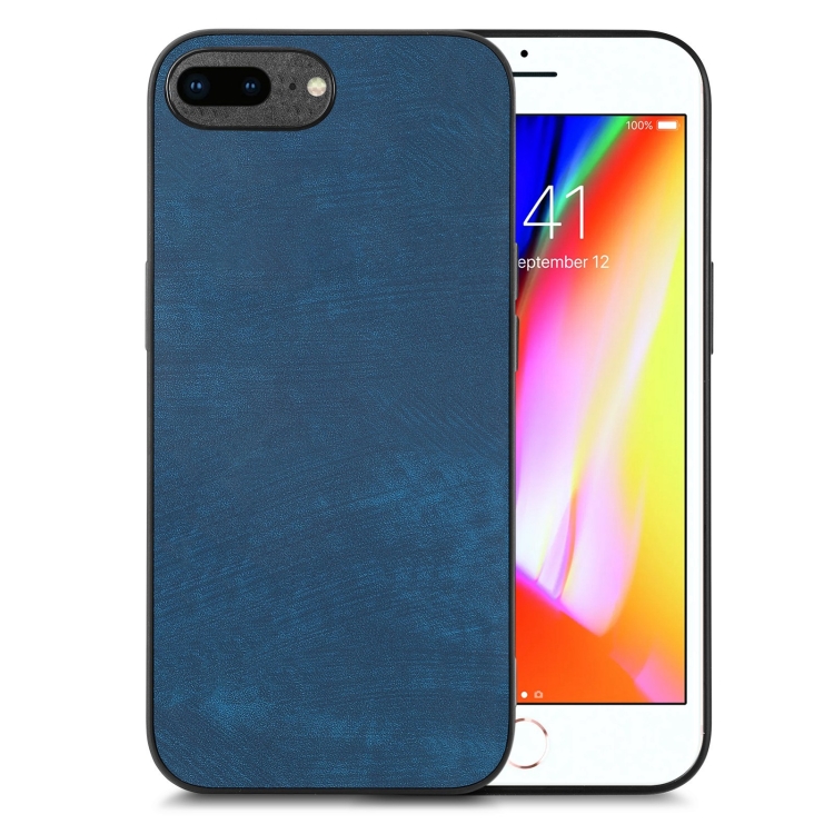 

For iPhone 7 Plus / 8 Plus Vintage Leather PC Back Cover Phone Case(Blue)
