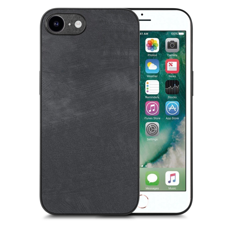 

For iPhone 6 / 6s Vintage Leather PC Back Cover Phone Case(Black)