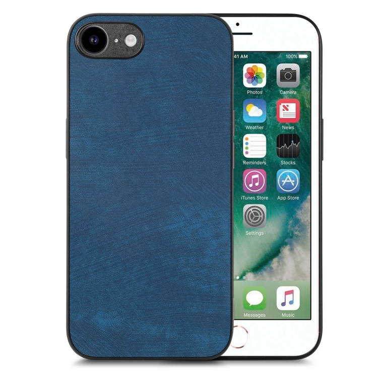 

For iPhone 6 / 6s Vintage Leather PC Back Cover Phone Case(Blue)