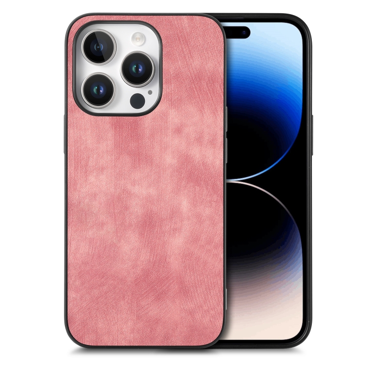 

For iPhone 16 Pro Vintage Leather PC Back Cover Phone Case(Pink)