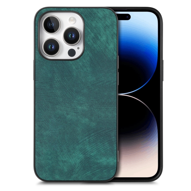 

For iPhone 16 Pro Vintage Leather PC Back Cover Phone Case(Green)