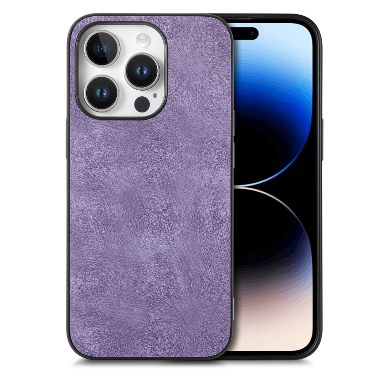 

For iPhone 16 Pro Vintage Leather PC Back Cover Phone Case(Purple)