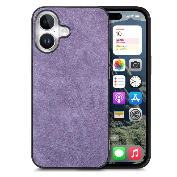 

For iPhone 17 Vintage Leather PC Back Cover Phone Case(Purple)