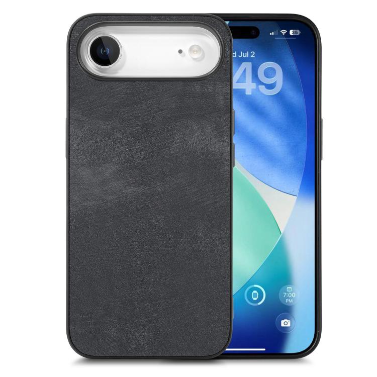 

For iPhone Air Vintage Leather PC Back Cover Phone Case(Black)