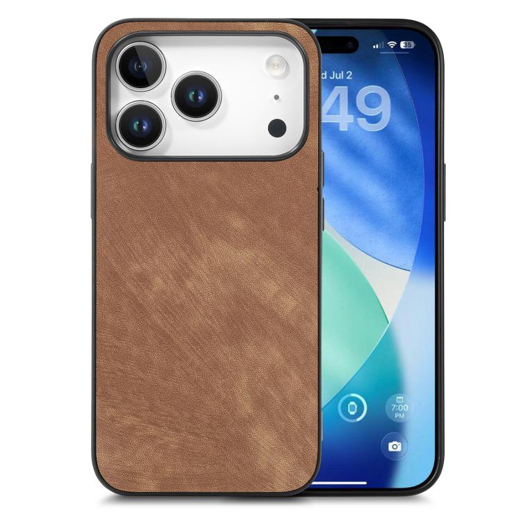 For iPhone 17 Pro Max Vintage Leather PC Back Cover Phone Case(Brown)