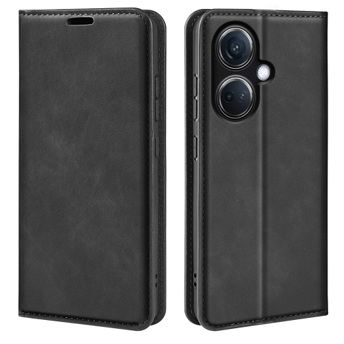 

For OPPO K11 5G Retro-skin Magnetic Suction Leather Phone Case(Black)