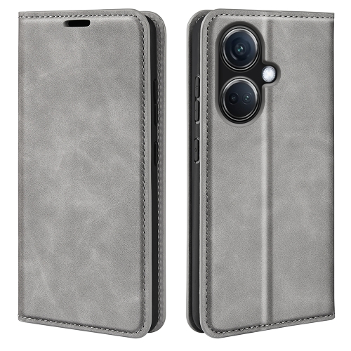 

For OPPO K11 5G Retro-skin Magnetic Suction Leather Phone Case(Grey)