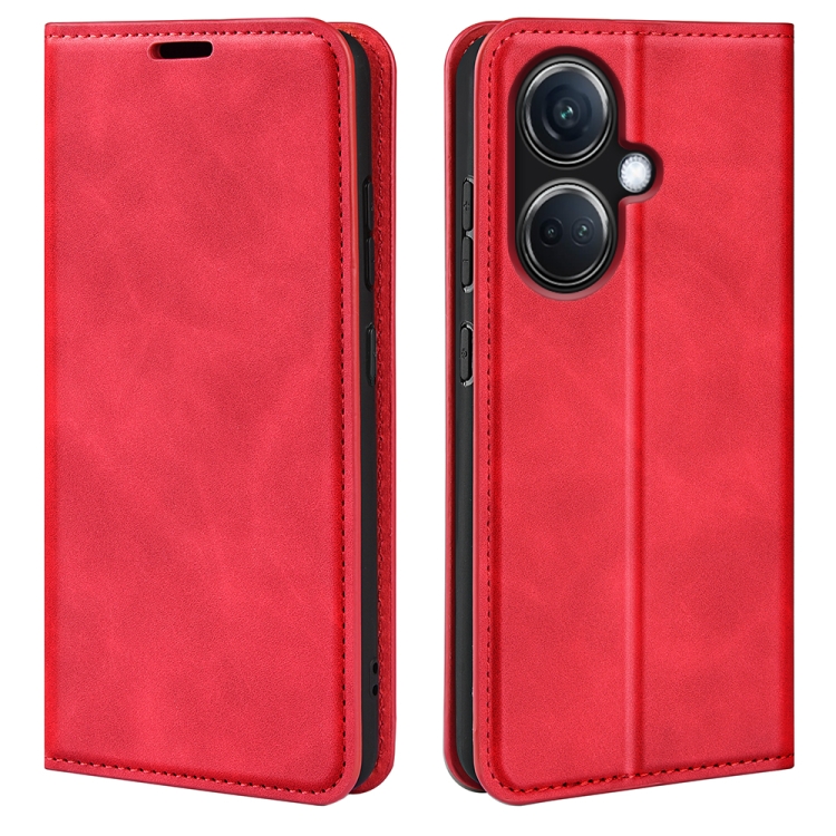 

For OPPO K11 5G Retro-skin Magnetic Suction Leather Phone Case(Red)