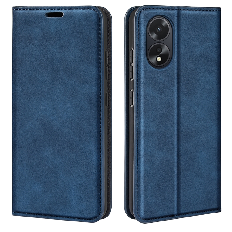

For OPPO A38 Retro-skin Magnetic Suction Leather Phone Case(Dark Blue)