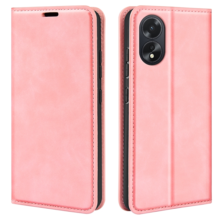

For OPPO A38 Retro-skin Magnetic Suction Leather Phone Case(Pink)