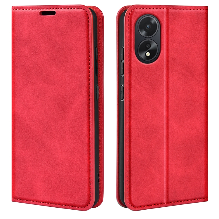 

For OPPO A38 Retro-skin Magnetic Suction Leather Phone Case(Red)