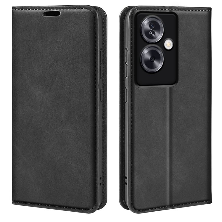 

For OPPO A79 Retro-skin Magnetic Suction Leather Phone Case(Black)