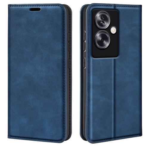 

For OPPO A79 Retro-skin Magnetic Suction Leather Phone Case(Dark Blue)
