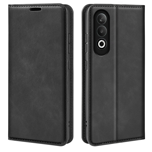 

For OPPO K12 Retro-skin Magnetic Suction Leather Phone Case(Black)