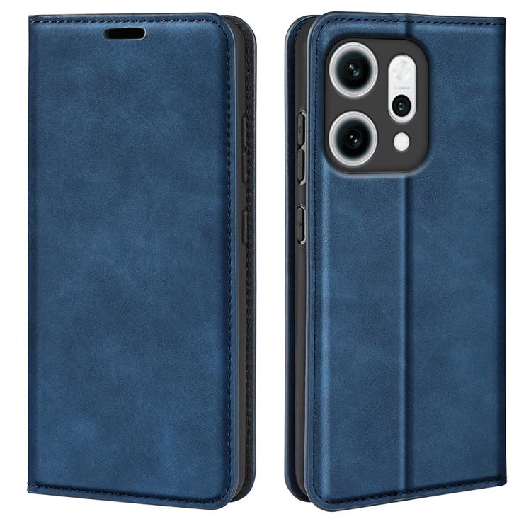 

For OPPO Reno14 5G Global Retro-skin Magnetic Suction Leather Phone Case(Dark Blue)