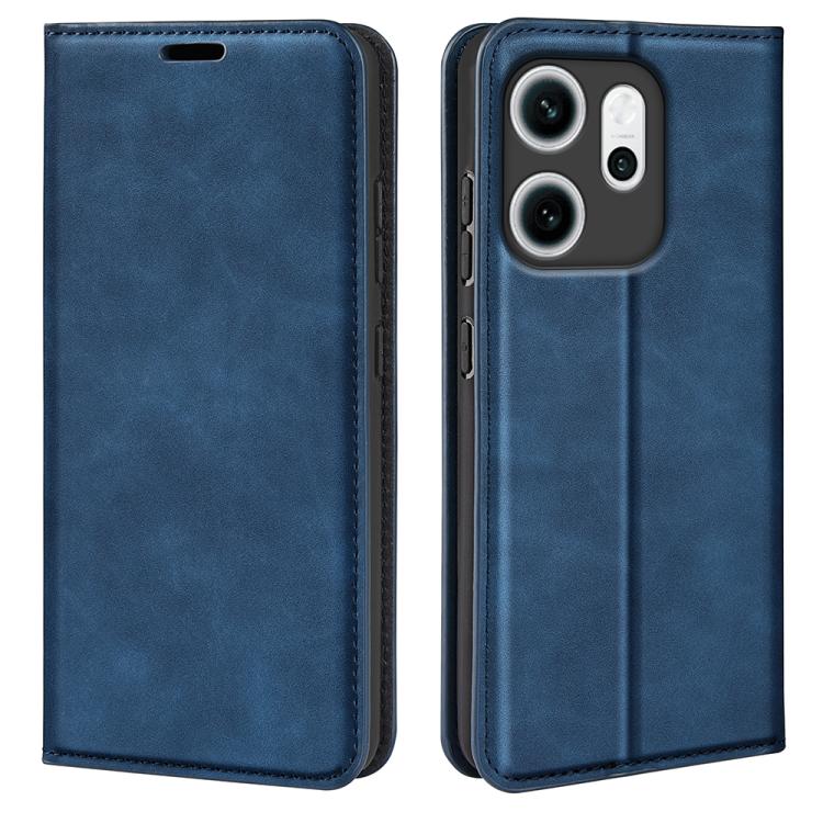 

For OPPO Reno14 F 5G Retro-skin Magnetic Suction Leather Phone Case(Dark Blue)
