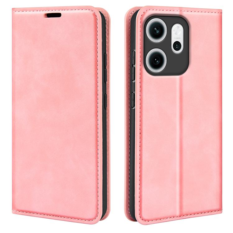 

For OPPO Reno14 F 5G Retro-skin Magnetic Suction Leather Phone Case(Pink)