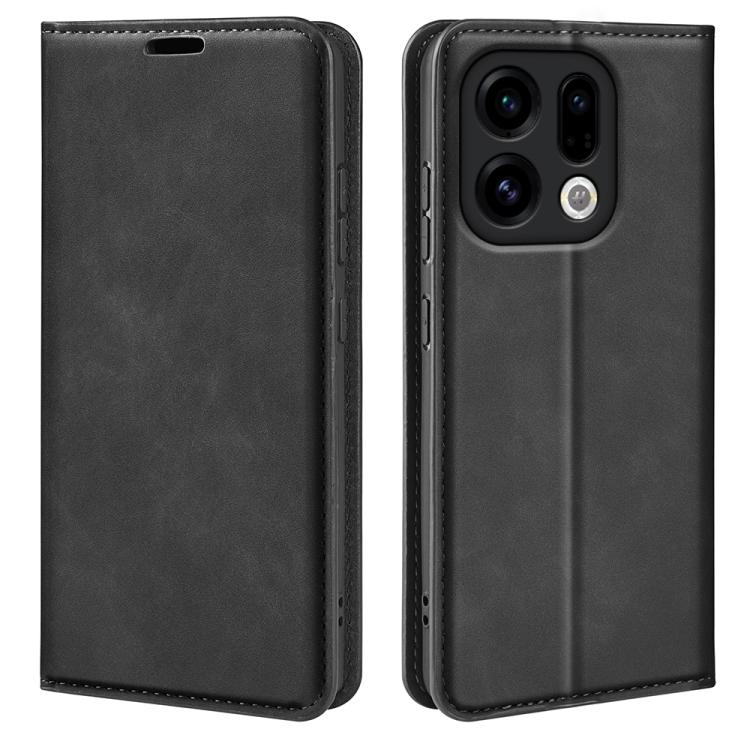 

For OPPO Find X9 Retro-skin Magnetic Suction Leather Phone Case(Black)